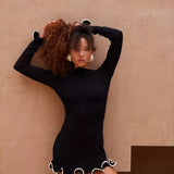 Ruffled Long Sleeve Ball Gown