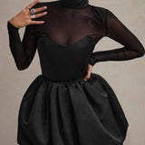 Sheer Paneled Tulip Dress