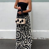 Fashionable Strapless Floral Print Maxi Dress