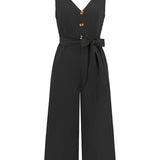 V-neck Button Knot-Tie W/ Cut-Out Back Jumpsuit