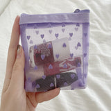 Purple Transparent Heart Makeup Bag