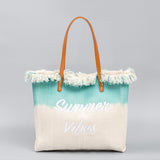 Two-Tone Embroidered Tote Bag