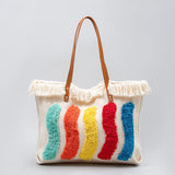 Embroidered Rainbow Pattern Tote Bag