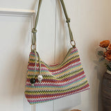 Contrast Color Woven Fashion Crossbody Bag