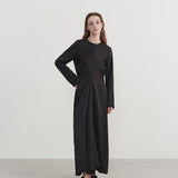 Waist-Cinched Pleated Dress