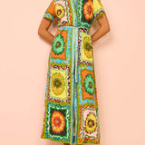 Special Sunflower Print Maxi Dress