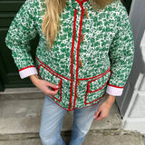 Floral Print Color Patchwork Jacket