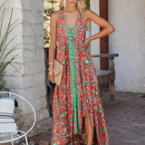 Strapless Vacation Summer Boho Dress – Flowy Halter Maxi for Beach Days