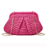 Cloud Dumpling Straw Crossbody Clutch