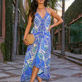 Bohemian Floral Dress – Tropical Halter Dress for Summer Freedom