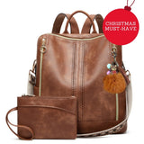 Luxury Leather 2-in-1 Convertible Backpack + Free Pouch