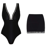 Sexy Cutout Swimsuit with Mini Skirt Set