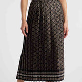 Chain Print Pleated Midi Skirt