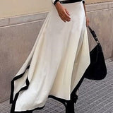 Elegant Contrast Color Irregular Sweater Skirt