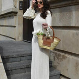 Clara Ruffle Long Sleeve Knit Maxi Dress – Cozy Elegance for Any Occasion