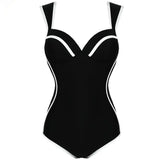Colorblock Korean Style Sweetheart Swimsuit