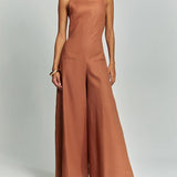 Brown Halter Jumpsuit Radiante