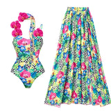Orchid Strap Print Spaghetti Swimsuit Set