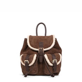 Shearling Suede Leather Convertible Backpack