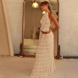 Isla Lace-Up Maxi Set | Romantic Halter Two-Piece for Summer