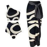 One-Shoulder Colorblock High-Waist Bikini Set