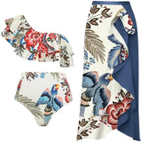 Tropical Toucan Ruffle One-Shoulder Bikini