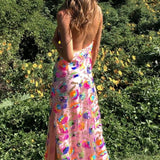 Fanny Embroidered Sequins Backless Maxi Dress