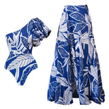 One-Shoulder Ruffle Floral Swimsuit Set