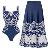 Ethnic Print Swimsuit Set