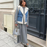 Denim Imitation Wool Waistcoat
