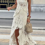 Elegant Crochet Hollow Lace Skirt Set