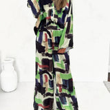 Summer Vacay Print Elastic Waist Pocketed Set