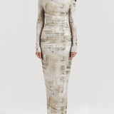Pale Sage Print Maxi Dress