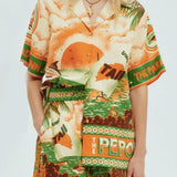 Unique Printed Sunny Afternoon Printed Shorts Two-Piece Set