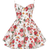 Italian Rose Print Tulle Mini Dress