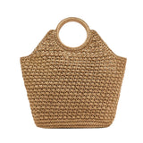 Khaki Straw Cross Basket Bag