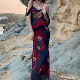Women'S Red And Black Maxi Dress