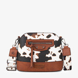 Wrangler Zippered Cow Print Crossbody Bag