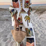 Unique Palm Tree Print Slouchy Pants Set