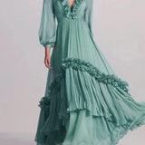 Ruffled Silk Stardust Maxi Dress