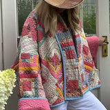 Printed hemmed quilted jacket