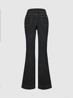 Stylish High-Waisted Patchwork Flared Jeans