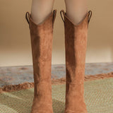 Pointed Toe Thick Heel Stacked Boots Retro High Top Knight Boots