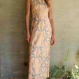 Signature Printed Hoop-Embellished Sleeveless Midi Dress