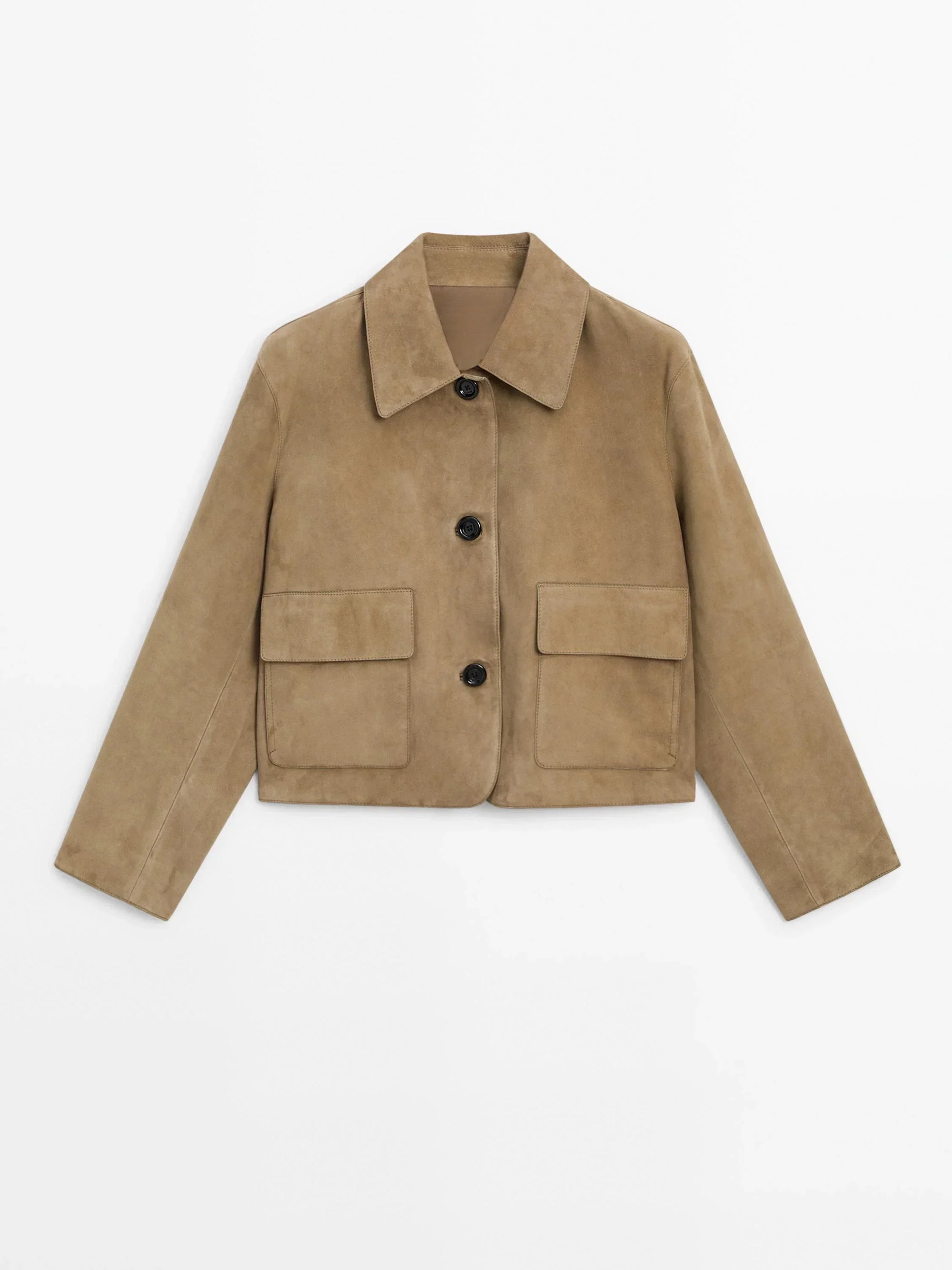 Cracked Suede Leather Jacket with Pocket