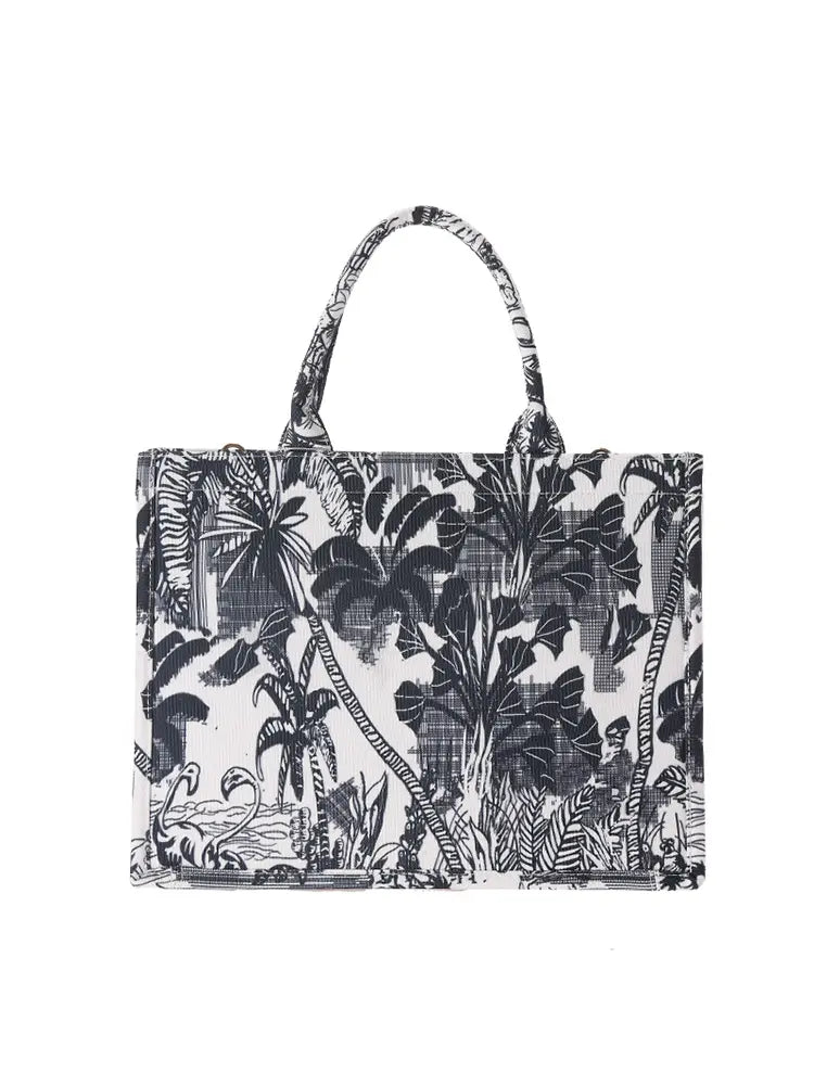 New Creative Canvas Tote Bag with Chinese-Inspired Print