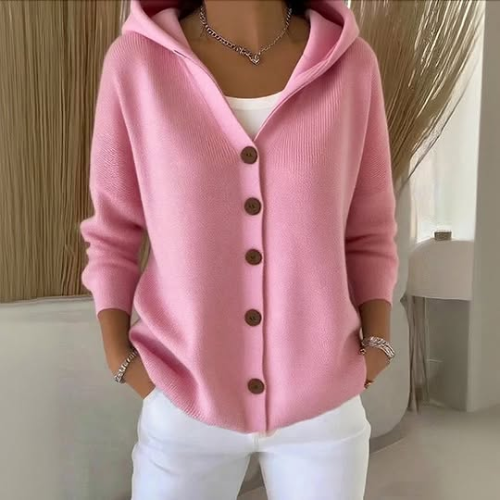 Nylah | Strickjacke mit Kapuze und Knöpfen