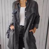 Fashionable Versatile Long-sleeved Lapel Denim Jacket