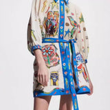 Temperament Peplum Printed Cardigan Dress