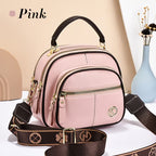 Classic Multifunctional Compartments Adjustable Wide Shoulder Strap Leather Crossbody Bag